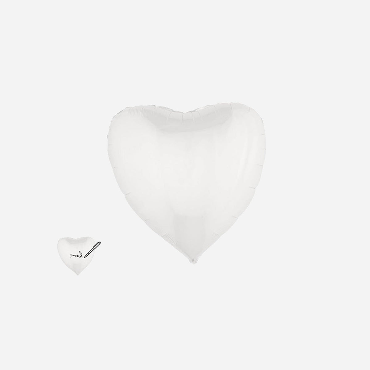 Ballon aluminium coeur blanc 80 × 75 cm