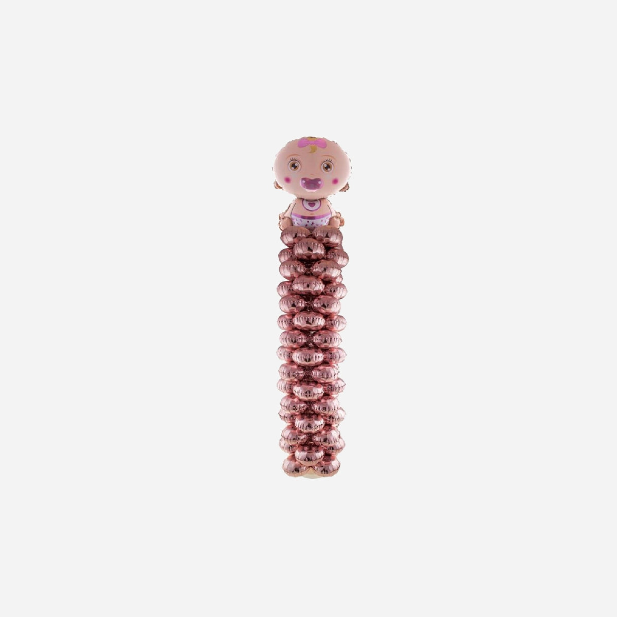 Kit support avec ballons aluminium motif baby girl rose 1,75 m