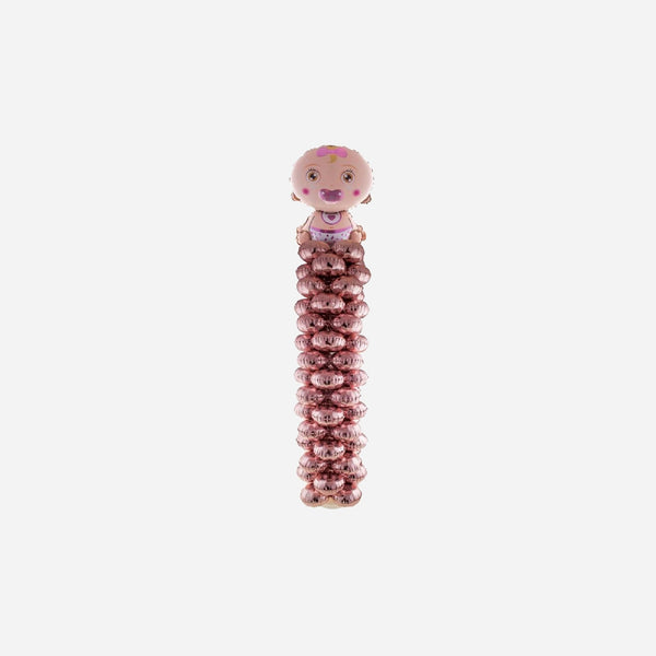 Kit support avec ballons aluminium motif baby girl rose 1,75 m