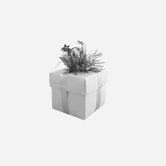 Poids pour ballon boite cadeau argent brillant 7 × 6 cm