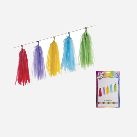 Kit guirlande avec 20 pompons multicolores 4.2x0,3 m