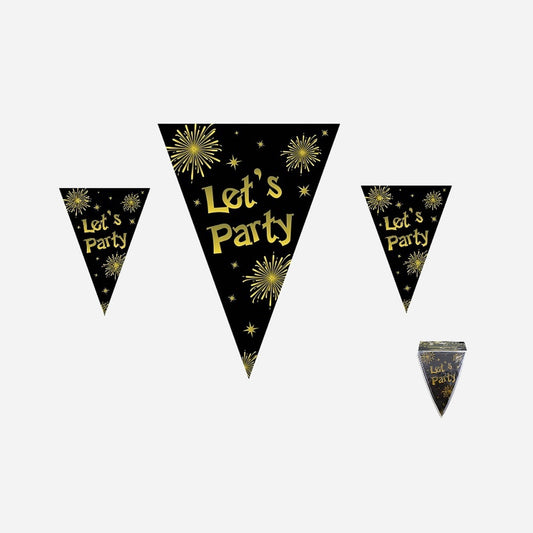 Guirlande 10 fanions motif "Let's Party" 5 m