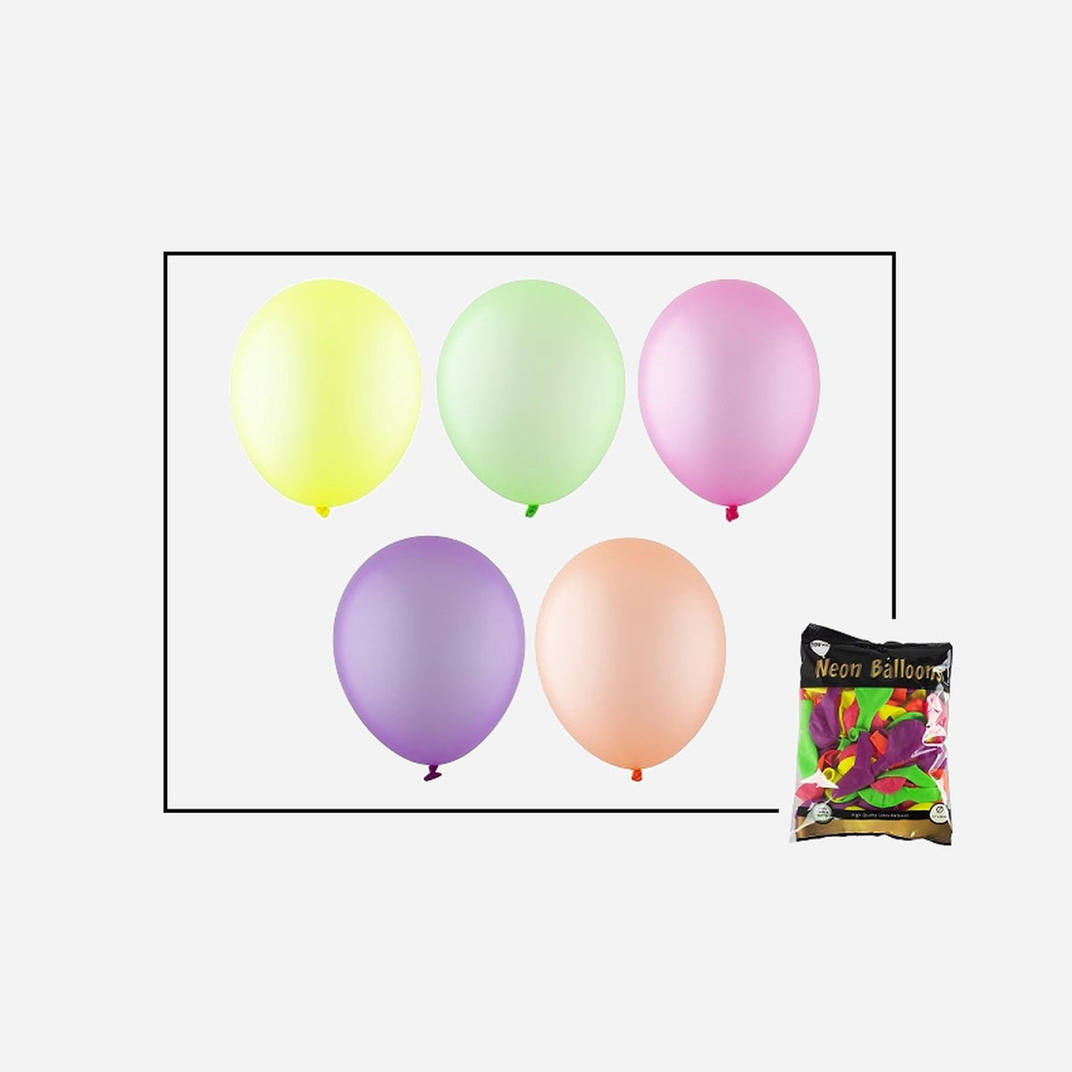 Lot de 100 ballons multicolores neon fluo 28 cm