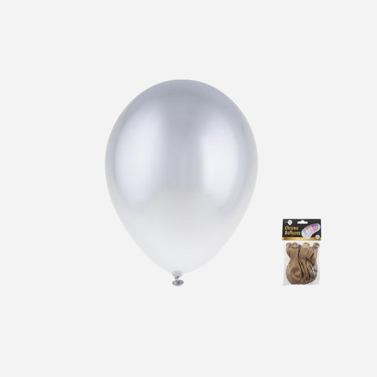 Lot de 12 ballons latex chromé argent 29 × 40 cm