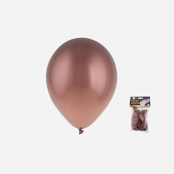 Lot de 12 ballons latex chromé cuivre 29 × 40 cm