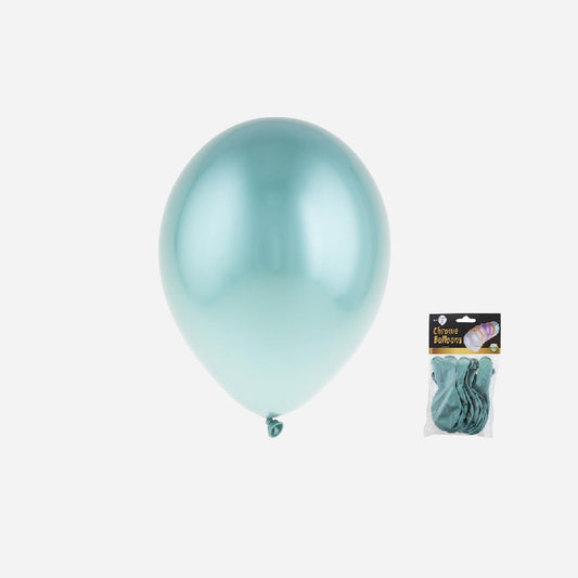 Lot de 12 ballons latex chromé vert/turquoise 29 × 40 cm