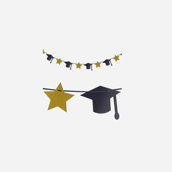 Guirlande étudiant "diplomé" noir et or 3 m