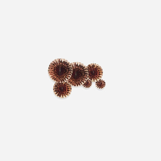 Lot de 6 décorations rosaces papier rose gold 20/30/40 cm