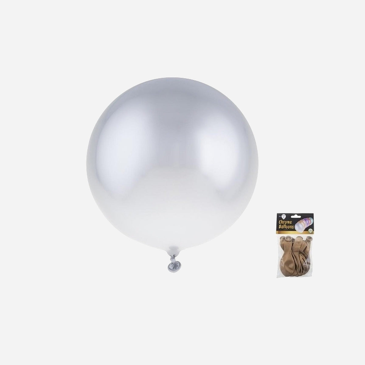 Lot de 12 ballons latex rond chromé argent 30.5 cm