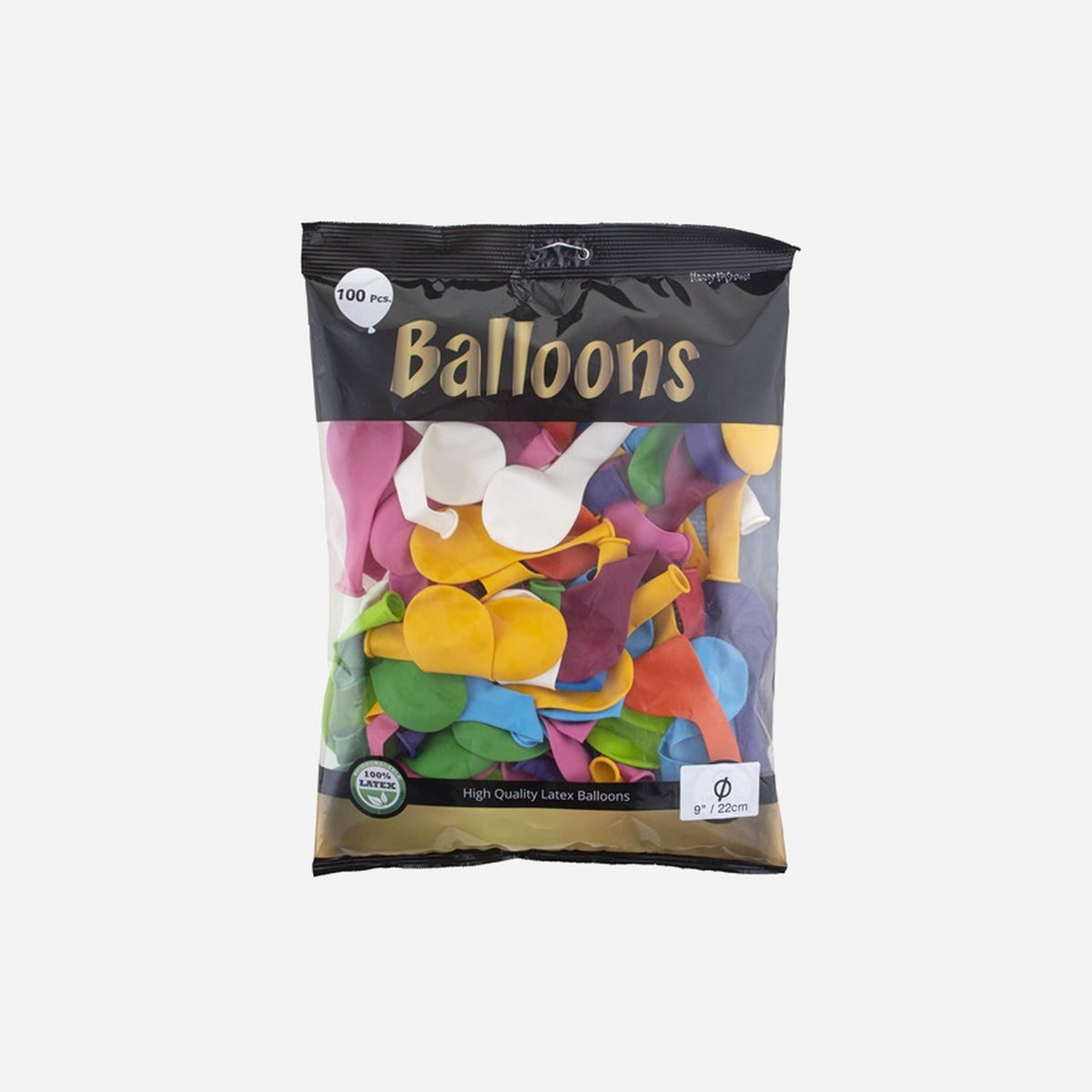 Lot de 100 ballons latex opaques assortis 22 × 30 cm