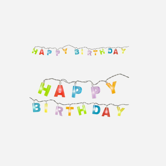 Guirlande lumineuse LED's Happy Birthday multicolore 1 m