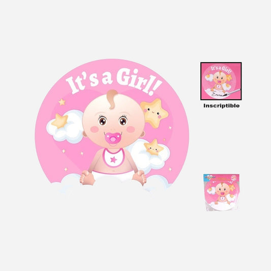Décoration murale It's a Girl! inscriptible rose 50 cm