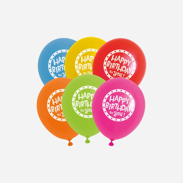 Lot de 12 ballons Happy Birthday to you multicolores 23 × 30 cm