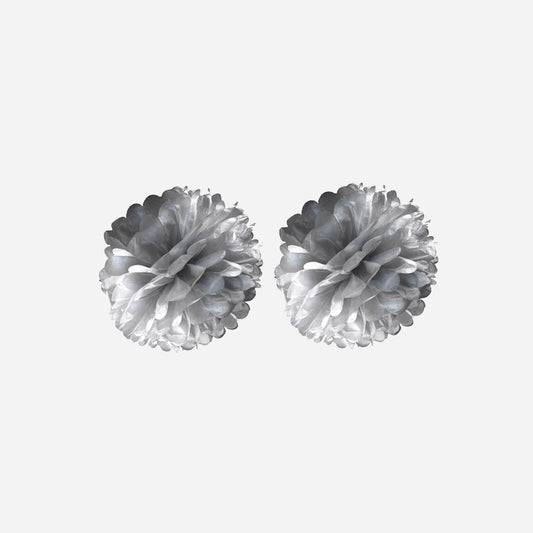 Lot de 2 boules pompons métallisés 30 cm