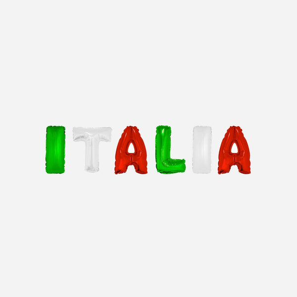 Kit ballons aluminium tricolores "Italia" 6 pièces 41 cm