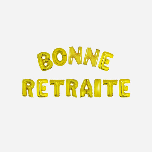 Kit ballons aluminium "Bonne retraite" or 13 pièces 41 cm