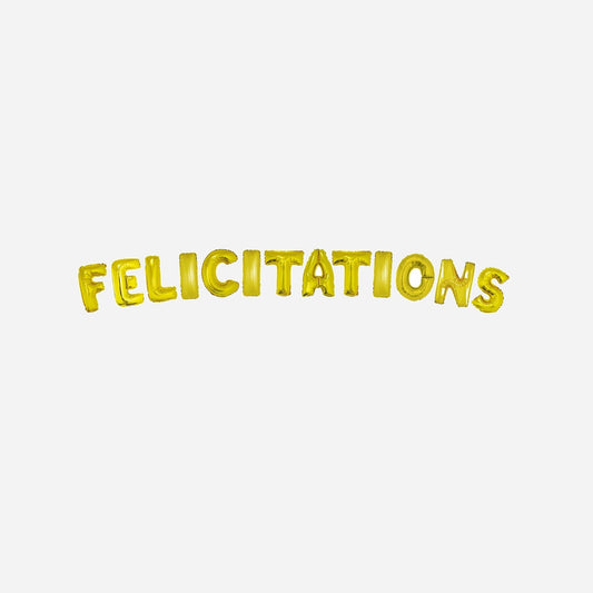 Kit ballons aluminium "Félicitations" or 13 pièces 41 cm