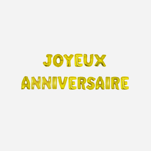 Kit ballons aluminium "Joyeux anniversaire" or 18 pièces 41 cm