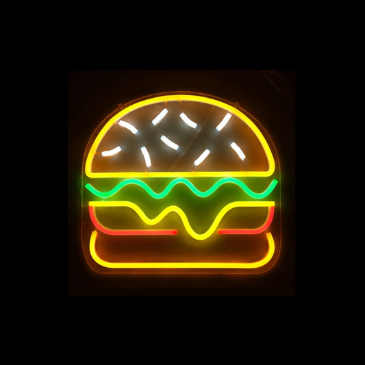 Décoration enseigne néon "Hamburger" lounge 220V 30 × 28 cm