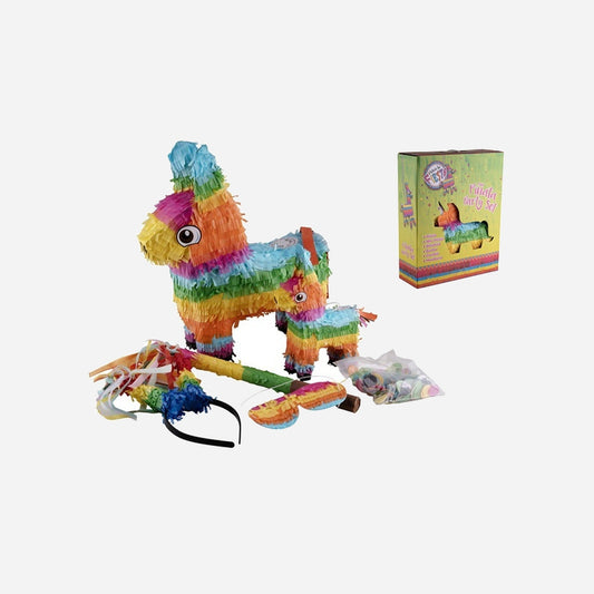 Set party pinata âne multicolore 6 pièces