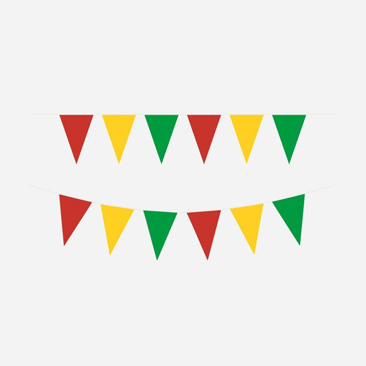 Guirlande 48 fanions rouge jaune vert 30 m