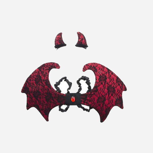 Set de diable avec cornes et ailes rouge noir 50 × 28 cm