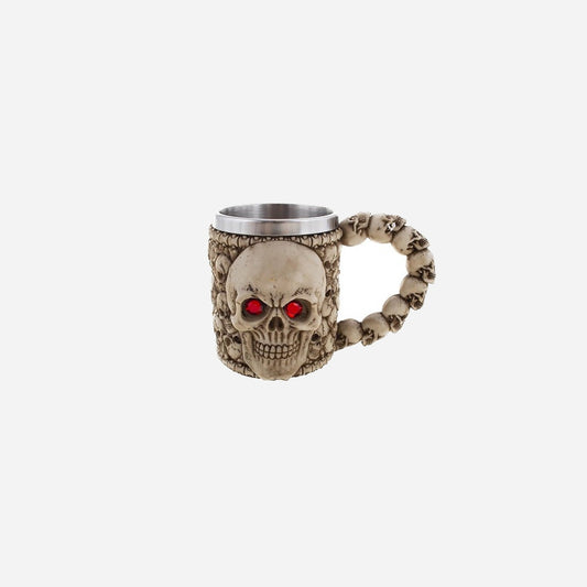 Chope de bière Tête de mort avec anse crânes 16 × 11 cm