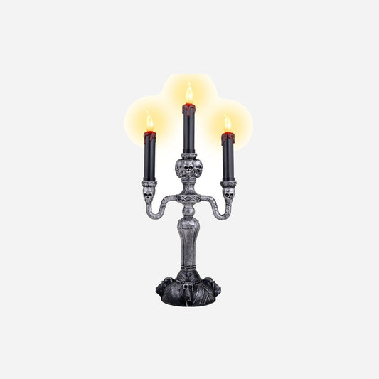 Chandelier lumineux crânes 3 LED's bougies 40 cm