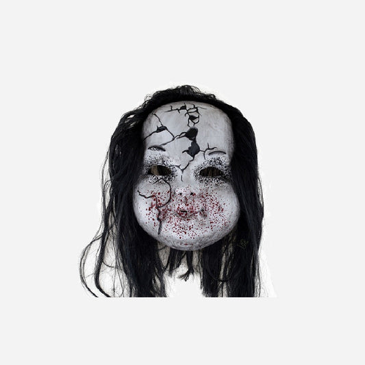 Masque coque d'horreur fillette "scary baby" avec cheveux