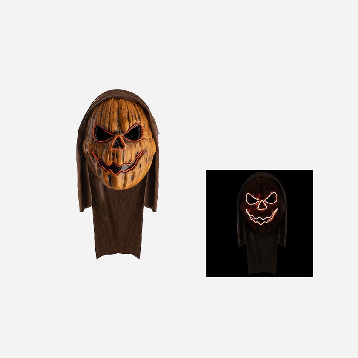 Masque d'horreur citrouille avec cagoule lumineux EL LED's