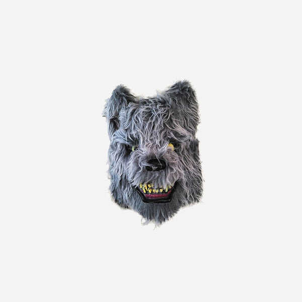 Masque coque de loup gris avec fourrure adulte