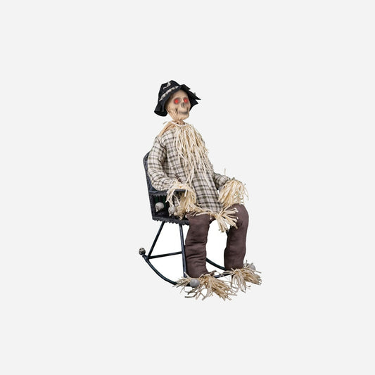 Épouvantail sur chaise à bascule lumineux sonore motorisé 1,2 m
