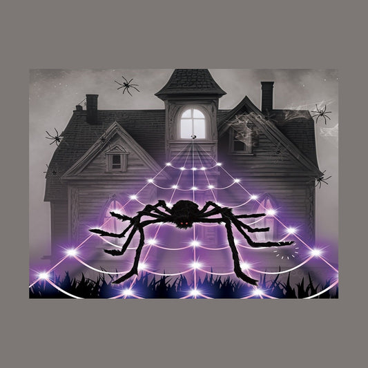 Décoration toile d'araignée géante 250 LED's avec araignée 5 m