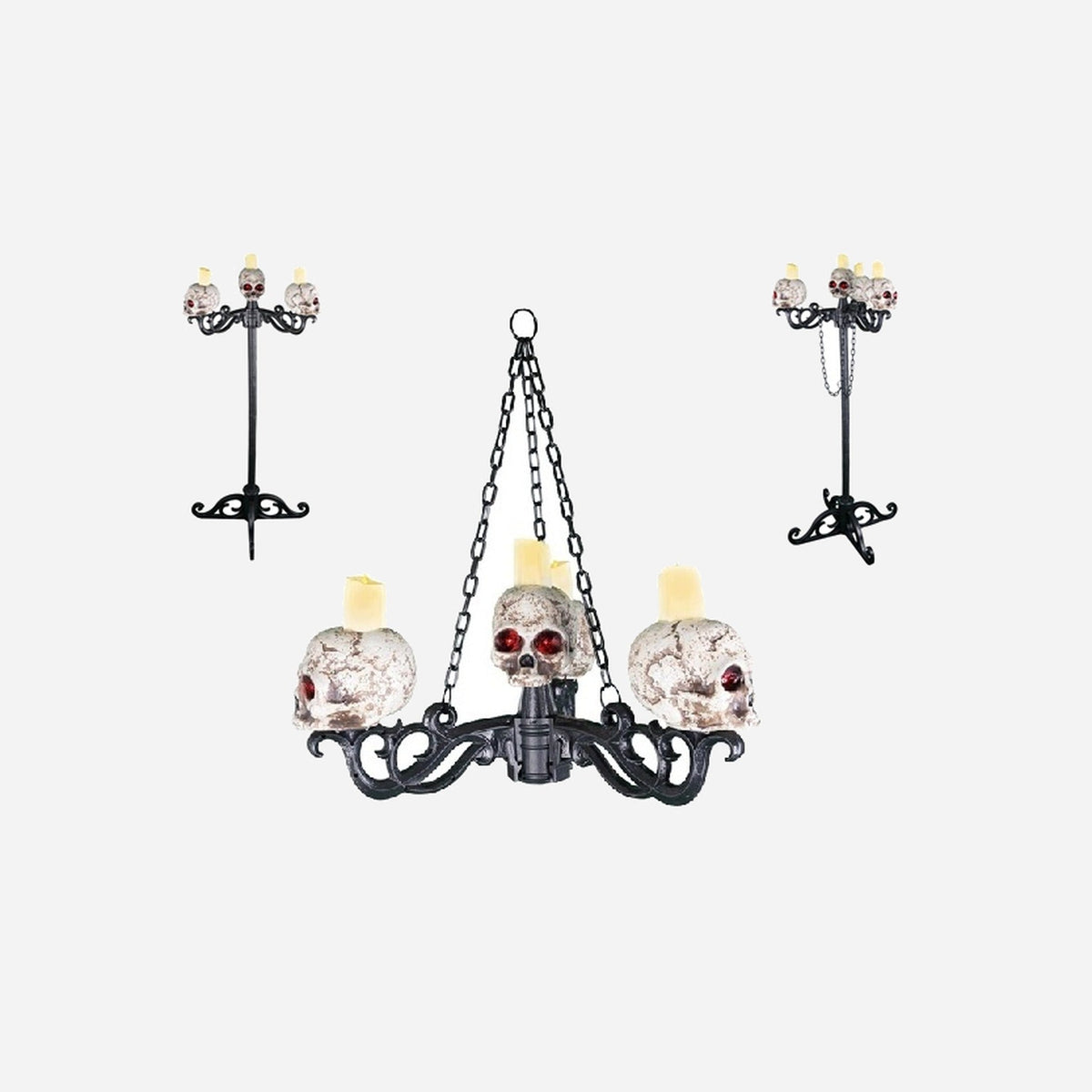 Chandelier lumineux crânes avec bougies 3 en 1 diamètre 76 cm