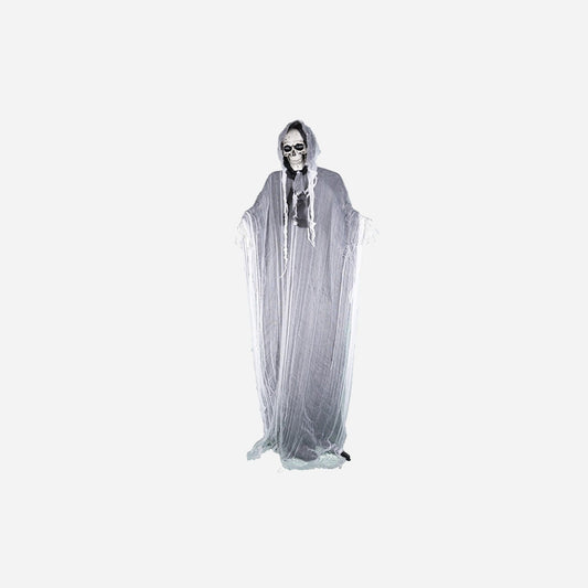 Squelette fantôme gris géant lumineux et sonore 2,2 m