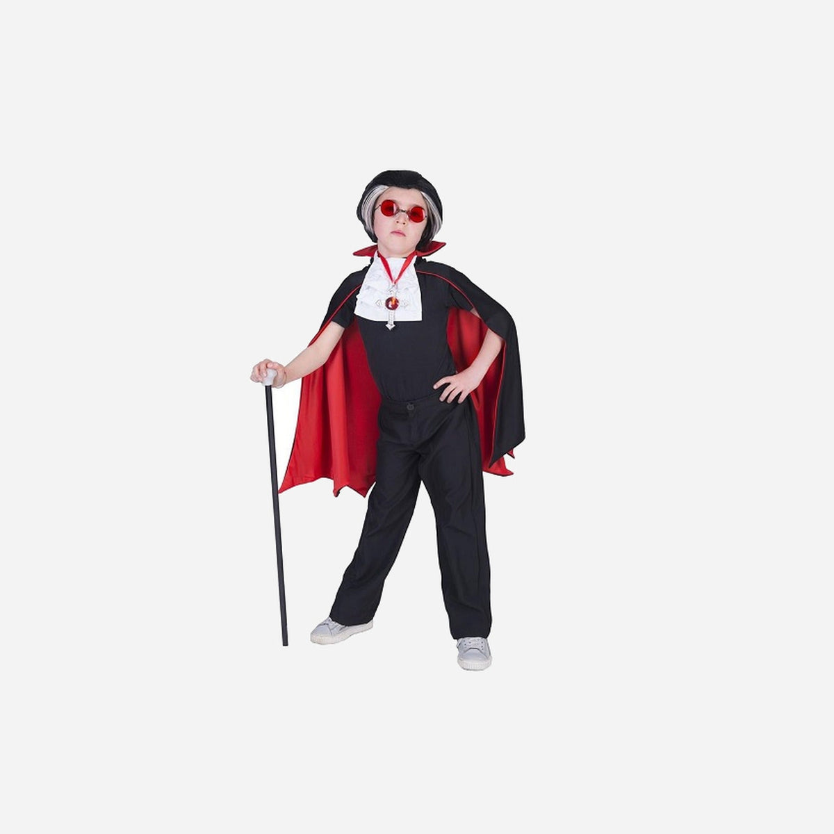 Cape de vampire rouge noire avec jabot Taille enfant