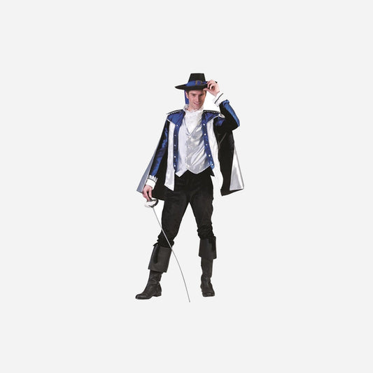 Déguisement de mousquetaire bleu 5 pièces homme Taille M/L