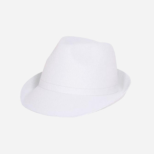 Chapeau trilby feutrine blanc luxe adulte