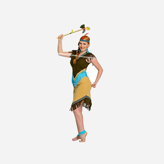 Robe d'indienne femme beige & bleu