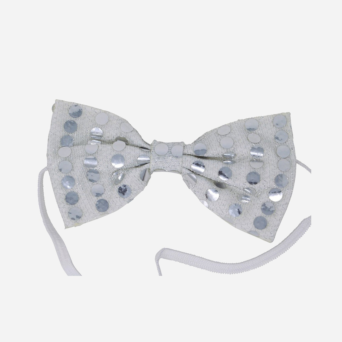Noeud papillon à sequins argent 12 × 6 cm