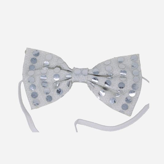 Noeud papillon à sequins argent 12 × 6 cm
