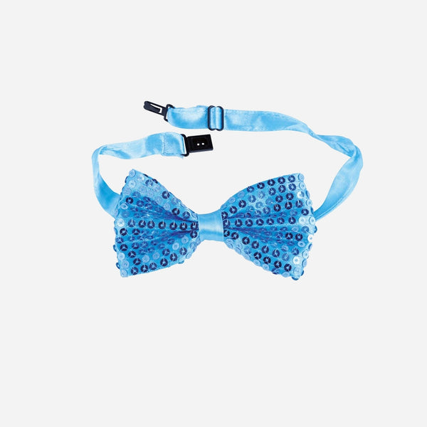 Noeud papillon à sequins bleu clair 13 × 7 cm