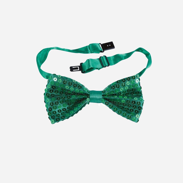 Noeud papillon à sequins vert 13 × 7 cm