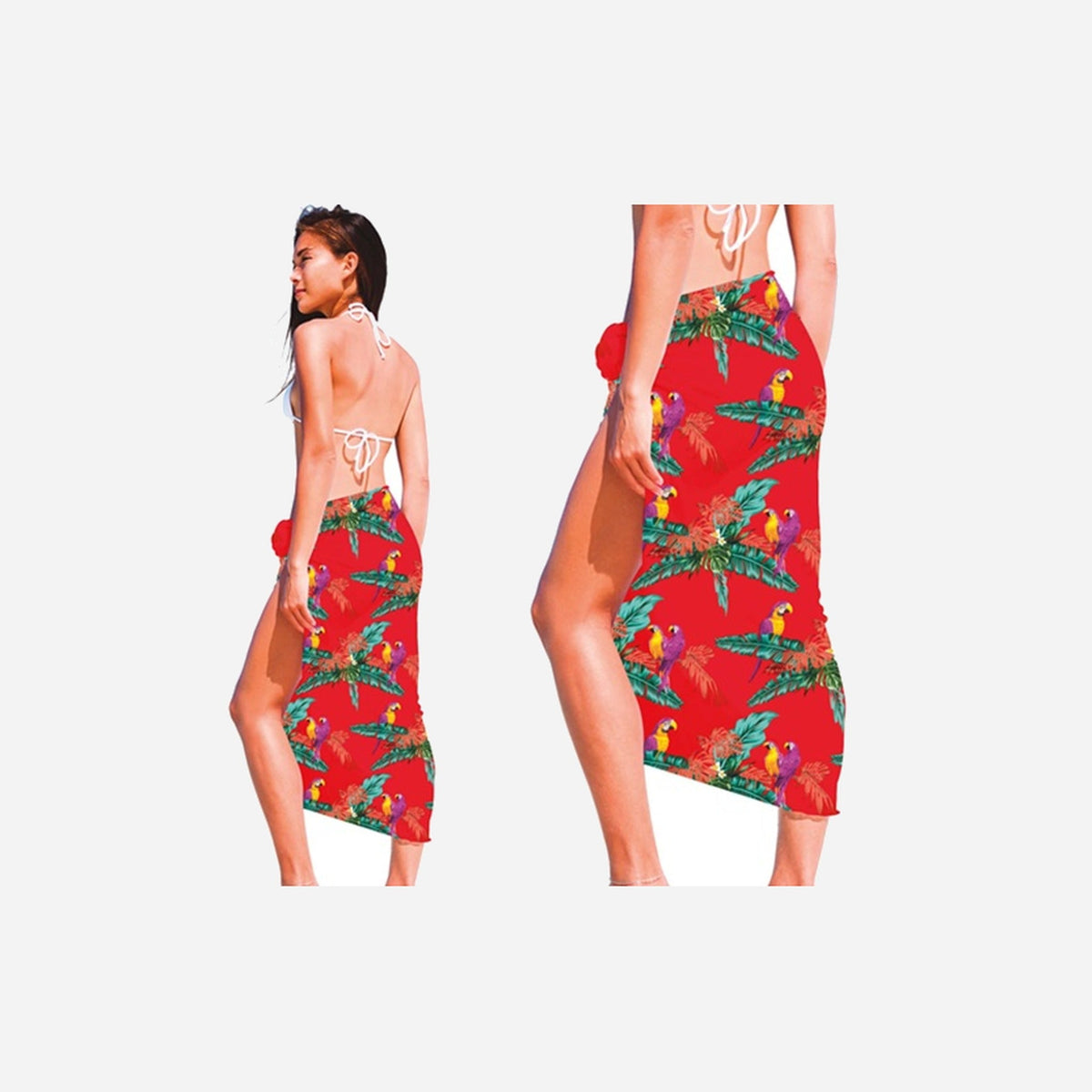 Paréo jupe Tahiti Hawaï rouge adulte 150 × 100 cm