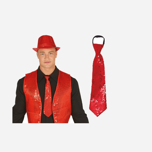 Cravate à sequins rouge 46 cm fantaisie