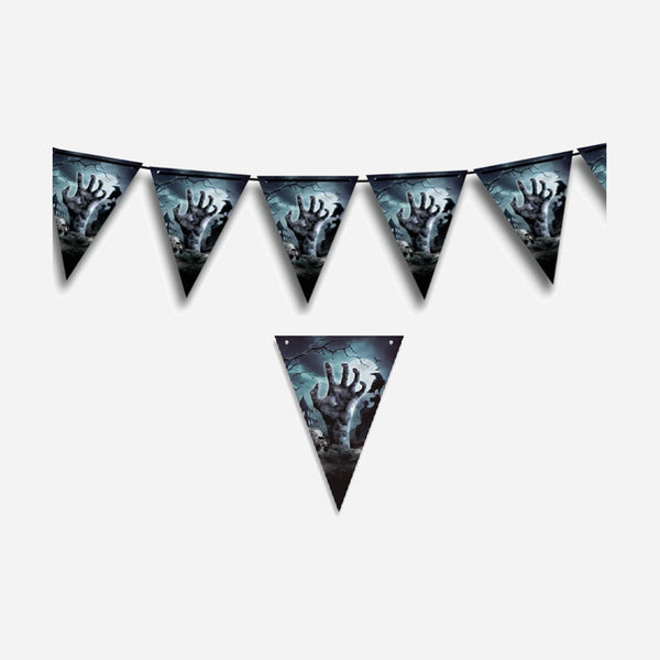 Guirlande 10 fanions 30 × 20 cm motif main cimetière 3 m