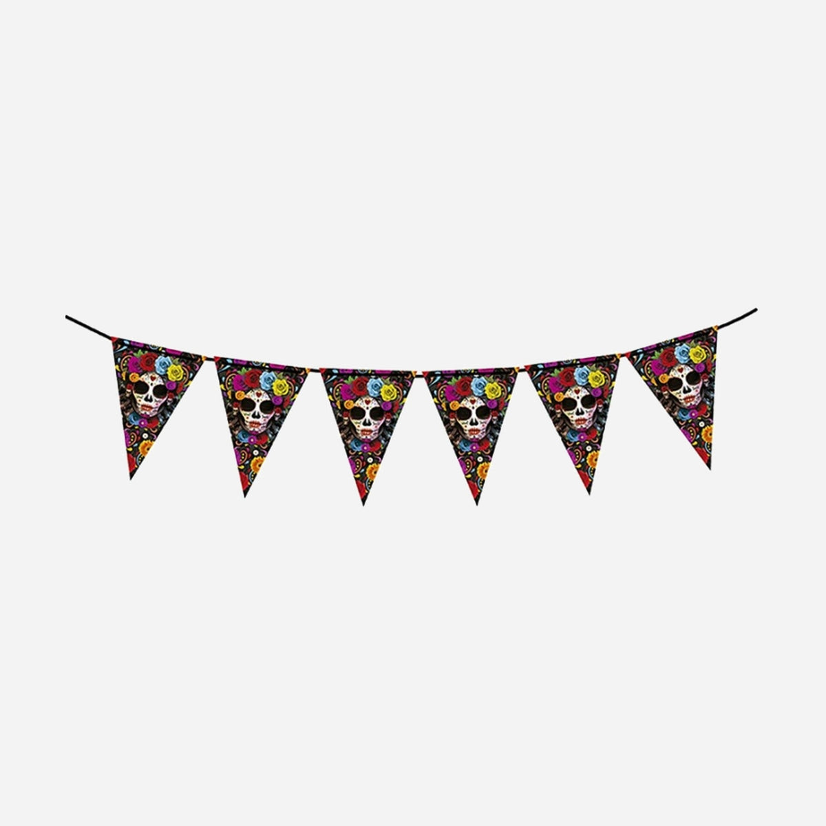 Guirlande 10 fanions 30 × 20 cm motif jour des morts 3 m