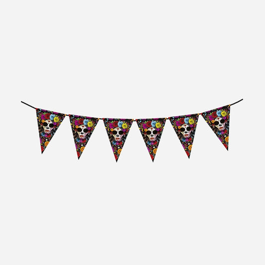 Guirlande 10 fanions 30 × 20 cm motif jour des morts 3 m