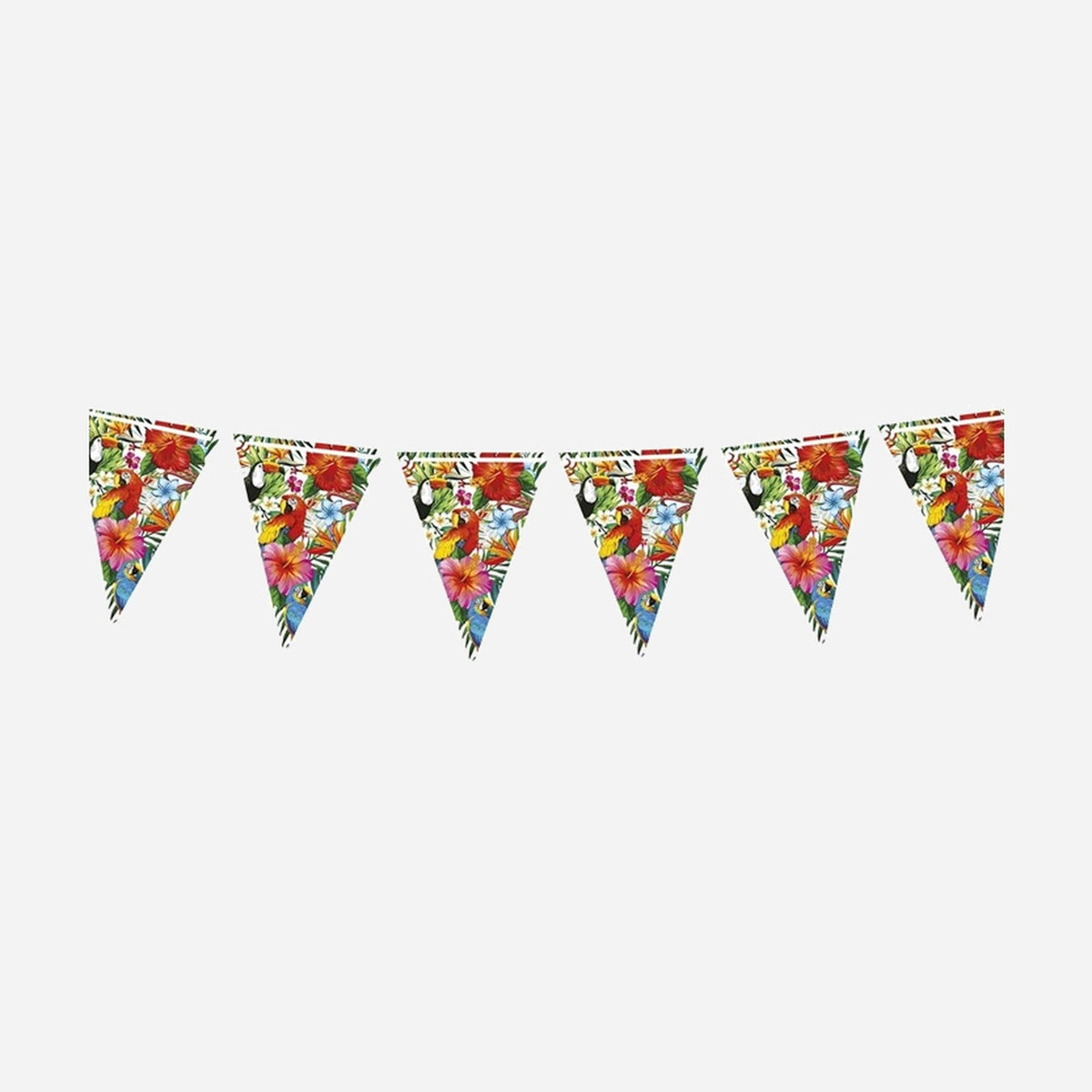Guirlande 10 fanions 27 × 19 cm motif Hawaï Tahiti 3 m