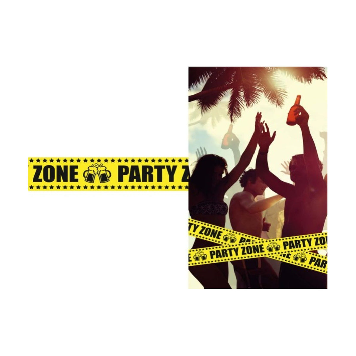 Cordon de sécurité "Party Zone" 6 m x 7.6 cm